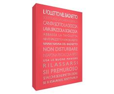Feel Good Art BATHRULES1624-22IT Le Folletto dans la Bain Tableau sur Toile Murale Moderne Style Typographique, Corail, 60 x 40 x 4 cm