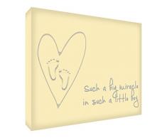 Feel Good Art Diamant poli/Souvenir pour bébé Symboliquement pour la chambre de bébé en design mignon (15 x 21 x 2 cm, Taille L, crème, un grand miracle dans, un petit garçon)