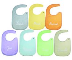 babyCalin Set de 7 Bavoirs Naissance Brodés 17 x 29 cm
