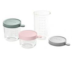 BÉABA, Coffret 3 Portions Bébé en Verre 150ml/250 ml/400 ml, Made in France, Pink, Eucalyptus Green, Light Mist