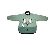 BabyLivia Bavoir à manches longues Motif renard Vert poudre