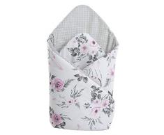 Coussin dallaitement 100% coton 75 x 75 cm - Double face - Doux - Multifonctionnel - Hypoallergénique - Pour bébés - Medi Partners (Blument et Traumfänger avec pois gris)