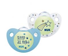 NUK 10177146 Trendline Night & Day Sucette en silicone avec effet lumineux Bleu 18-36 mois