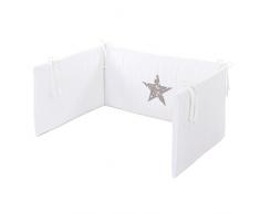 Babybay 410827 Tour de lit denfants en piqué, Blanc avec Application Taupe et détoiles Blanches, Multi Color, Taille Unique