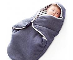 Wallaboo - Couverture Enveloppante - Multi-Usages - pour Coques Bébé / Sièges Auto / pour Landaus / Poussettes ou Lits Bébé - 90 cm x 70 cm - Cotton - Bleu / Bleu rayé
