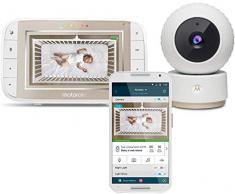 Motorola Halo+ Moniteur vidéo pour bébé avec lit de bébé de 4,3 et application connectée Wifi Hubble pour smartphones et tablettes