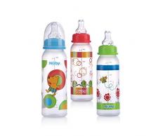 Nûby Lots de Biberons - Lot de 3 biberons PP 240 ml - tétine 3V - couleurs assorties - 0 à 12mois