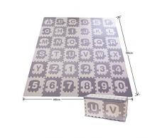 BodenMax® Tapis de Jeu Puzzle pour Enfant et Bébé - Tapis Alphabet et Chiffres - Dalles de Protection en Mousse Emboîtables EVA 30x30x1 cm (36 pièces)