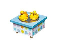 TROUSSELIER - Canard & ses Bébés - Boîte à Musique Dancing - Idéal Cadeau de Naissance - 2 Figurines Amovibles - Fonctionnement Simple - Musique Raspodie de Rachmaninov - Colori Bleu