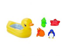 Munchkin Baignoire Gonflable en Forme de Canard Thermosensible - White Hot + Munchkin Jouet de Abin - 4 Aspergeurs Marins