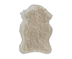 Lalee Tapis à Longues mèches en Peau de Mouton synthétique Softa 800 Beige-White 60x180cm 90% Acrylic/ 10% Polyester 060 x 180 cm, 60x180