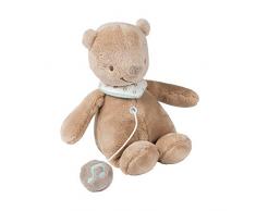 Nattou Mini Peluche Musicale Ours Basile, Mia et Basile, 24 x 14 x 7 cm, Brun