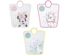 BabyCalin DIS204005 Bavoir Maternelle Asst Minnie+Marie+Roi Lion Impr Je Mappelle 35 x 38 cm