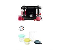 BÉABA Babycook Duo, Robot Bébé 4 en 1 Mixeur-cuiseur, Noir + Coffret 3 Portions Bébé en Verre 150ml/250 ml/400 ml