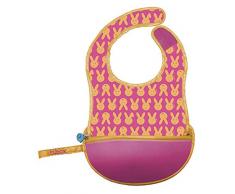 b.box Bavoir de Voyage avec Cuillère Souple Repliable dans Sa Propre Pochette de Transport Dino Time 1 Unité