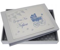 White Cotton Cards neveu Tiny Album (Bleu Landau et fanions)