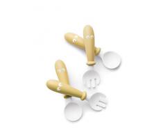 Cuillère et Fourchette pour Bébé BABYBJÖRN, lot de 4, Jaune Pastel