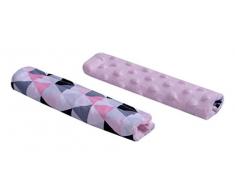 Minky Medi Partners Paire de coussinets dépaules pour siège de poussette de voiture double face 18 x 13 cm (triangulaire avec rose clair)