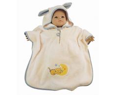 BIECO 44500003 - bébé Poncho Peignoir 100% Coton Beige, avec Un Chat Mia, Environ 79 x 65 x 0,5 cm, à partir de 0 Mois