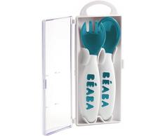 BÉABA Set de 2 Couverts Ergonomique 2ème Age, Bleu