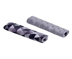 Minky Medi Partners Paire de coussinets dépaules pour siège auto de bébé 100% coton 18 x 13 cm Double face Buggy Sportwagen Auto (triangulaire avec gris minky)