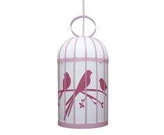 R&M Coudert Lampe Suspension Enfant Cage aux Oiseaux Rose