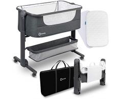 Lionelo Timon Lit de voyage pour bébé à partir de la naissance jusquà 9 kg Matelas pliable Paroi latérale réglable en hauteur Hauteur Hauteur réglable Sac de sport Gris