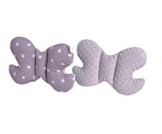 Medi Partners Coussin de nuque pour enfant 100% coton/Minky Baby pour voiture, voiture, voyage, dormir, cou, coussin déveil (étoiles avec rose gris)