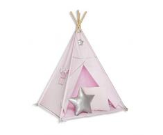 Fun with mum TEE-SET-SIL-PIN Tipi Set avec Tapis et Coussin - Silver Pink Pink