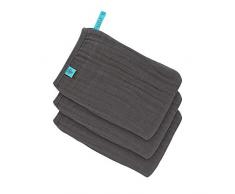 Lässig Lot de 3 Gants de Toilette en Mousselineanthracite