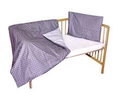 cosing 332–022–145 enfants Parure de lit réversible sleeplease coton 2 pièces – Points Gris