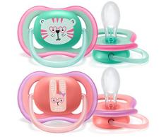 Philips Avent SCF349/15 Lot de 2 Sucettes Ultra Air - 18+ Mois - Rose/Vert