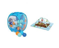 Ludi - 2794 - 75 Balles de Jeu - Bleues + Ludi - 2873 - Tapis DÉveil - Chouette - Bleu