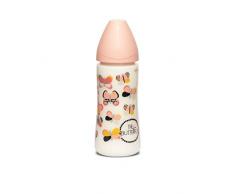 Suavinex Biberon 360ml - Tétine Ronde Débit Rapide - Papillon Rose