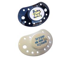 Esska tendance Busy Doing Latex Tétine (Noir/Blanc, Lot de 2)