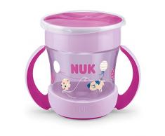 NUK Mini Magic Cup tasse antifuite, rebord antifuite 360°, poignées ergonomiques, à partir de 6 mois, 160 ml, sans BPA, chien [filles]