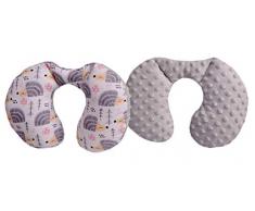 Medi Partners Coussin de nuque pour enfant 100% coton/Minky Baby pour voiture, voiture, voyage, dormir, cou, coussin (gris)