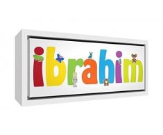 Little Helper Napperon avec Coaster Style Illustratif Coloré avec le Nom de Jeune Garçon Rayan