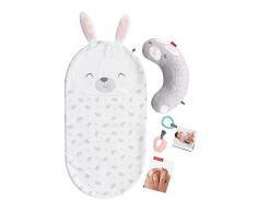 Fisher-Price Mon Coffret Bien-être avec bébé avec tapis lapin, coussin déveil, guide de massage et jouets amovibles, dès la naissance, GJD32