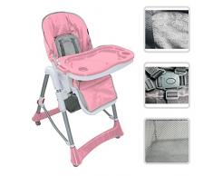 Todeco - Chaise Haute pour Bébé, Chaise Pliante pour Bébé - Taille déployée: 105 x 75 x 60 cm - Matériau: PP - Rose