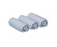 Lot de 3 Draps housse Coton pour lit Bébé 50x100-6 coloris disponibles (Ciel)