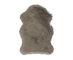 Lalee Tapis à Longues mèches en Peau de Mouton synthétique Softa 800 Taupe 60x90cm Dintérieur, Marron