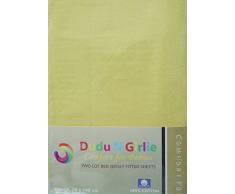 Dudu N Girlie Lot de 2 draps-housses pour lit de bébé 100% coton Jaune 70 x 140 cm