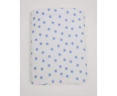 Ti TIN, Couverture Imprimé pour Bébé, 75x110 cm | 100% Microfibre de Polyester Coraline - Couverture Chaude et Douce - Motif Pois - Couleur Blanc et Bleu - Pour Voiture, Berceau, Poussette et Lit Bébé