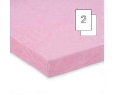 Lot de 2 FabiMax 3543 éponge drap housse pour lit dappoint et berceau, 90 x 40 cm, rose