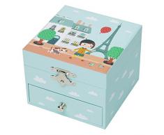 TROUSSELIER - Parisienne - Boîte à Bijoux Musicale - Idéal Cadeau Jeune Fille - Musique La Valse dAmélie Poulain - Colori Bleu