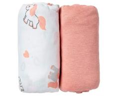 Babycalin lot de 2 Draps Housse Blanc/Bleu Ciel 60 x 120 cm