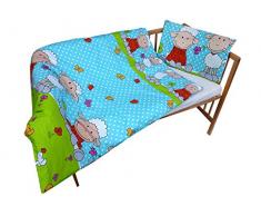 cosing 332–019–63 enfant Parure de lit coton 2 pièces – Mouton, turquoise