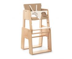 moodelli Growi – Chaise haute évolutive avec harnais et SET de sécurité, 6 Mois, Avec Coussin, couleur bois/beige