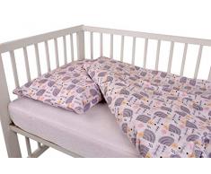 Parure de lit 2 pièces en coton pour lit bébé 100 x 135 cm + taie doreiller 40 x 60 cm avec fermeture éclair dissimulée pour bébé